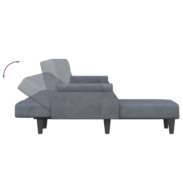 vidaXL L-formad soffa mörkgrå 271x140x70 cm sammet Grå