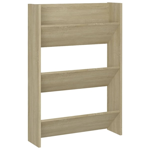 vidaXL Väggmonterat skoställ 2 st sonoma-ek 60x18x90cm konstruerat trä Brun