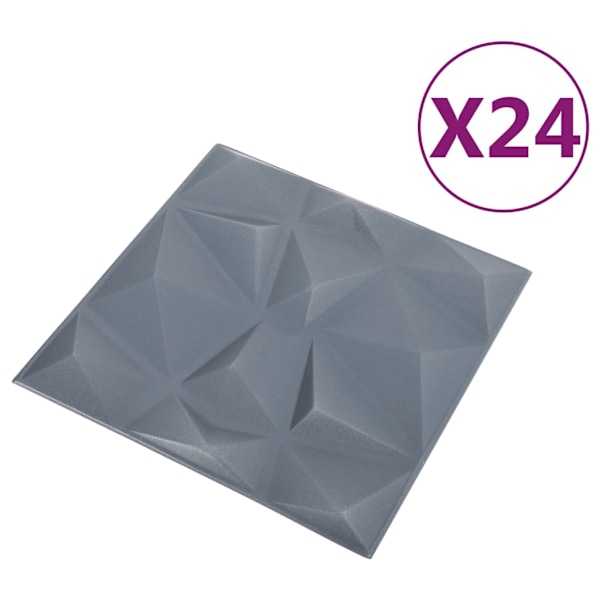 vidaXL 3D-väggpaneler 24 st 50x50 cm diamant grå 6 m² grå