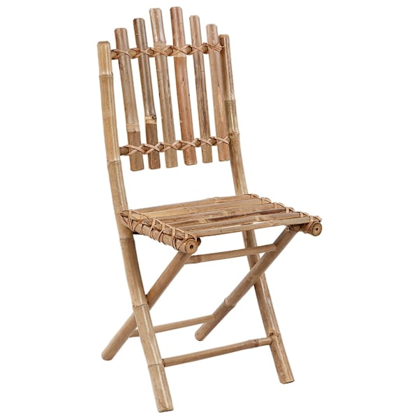 vidaXL Hopfällbara trädgårdsstolar med dynor 2 st bambu Beige