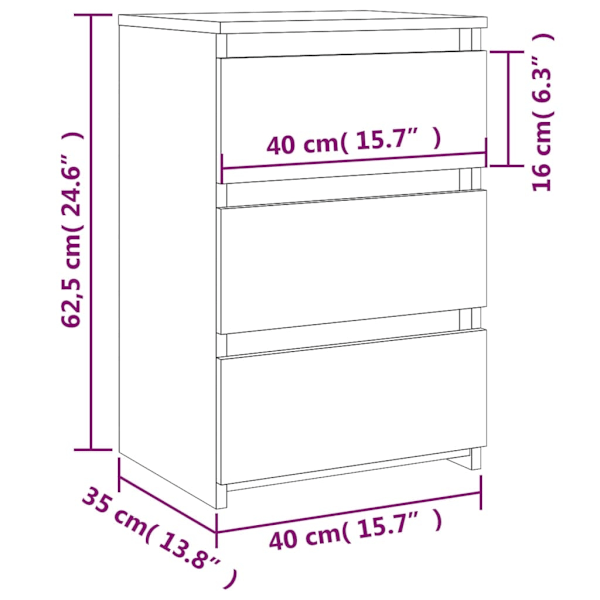 vidaXL Sängbord 2 st rökfärgad ek 40x35x62,5 cm konstruerat trä Brun