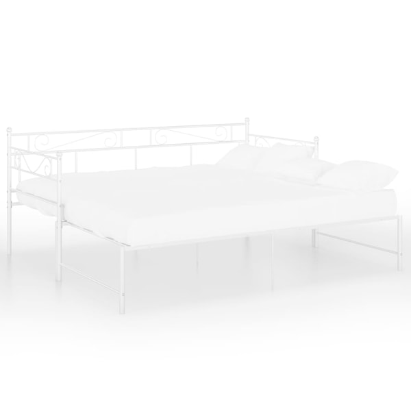 vidaXL Utdragbar sängram bäddsoffa vit metall 90x200 cm Vit