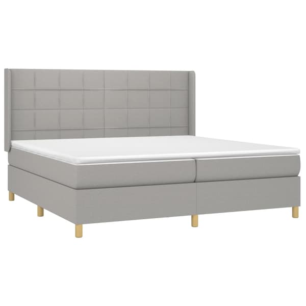 vidaXL Ramsäng med madrass & LED ljusgrå 200x200 cm tyg Grå