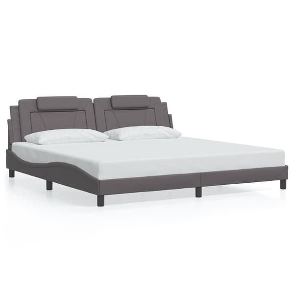 vidaXL Sängram med LED-belysning grå 200x200 cm konstläder Grå