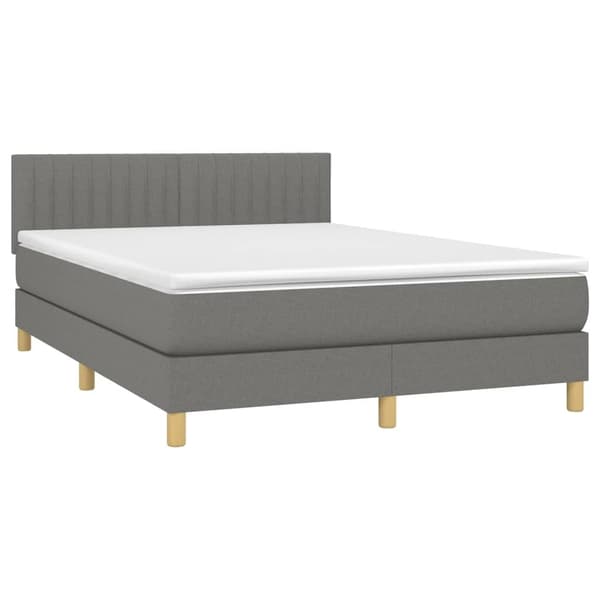 vidaXL Ramsäng med madrass mörkgrå 140x190 cm tyg Grå