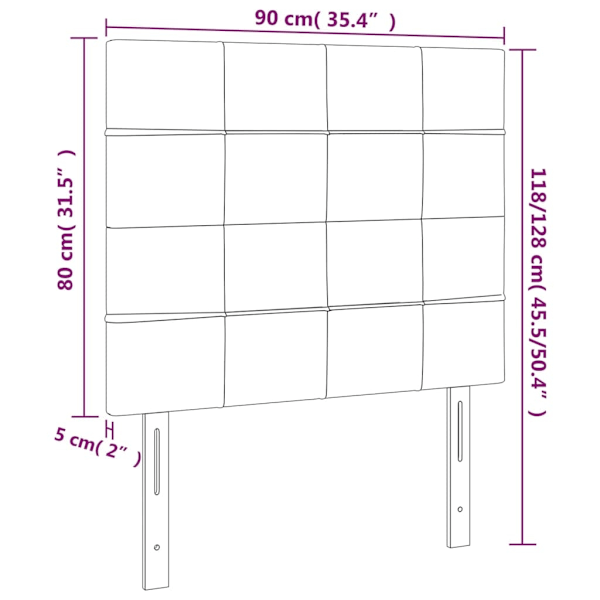 vidaXL Huvudgavlar 2 st ljusgrå 90x5x78/88 cm sammet Grå