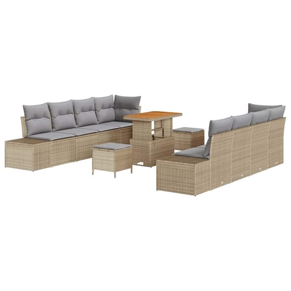 vidaXL Trädgårdsoffset Beige Poly rattan Beige