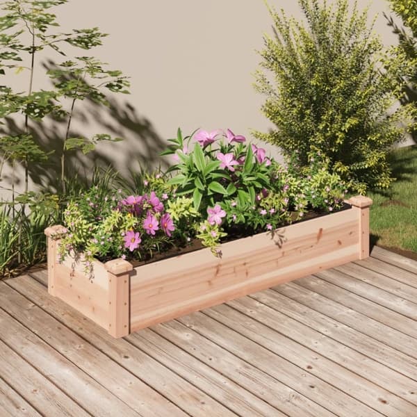 vidaXL Odlingslåda med foder 120x45x25 cm massivt granträ Brun