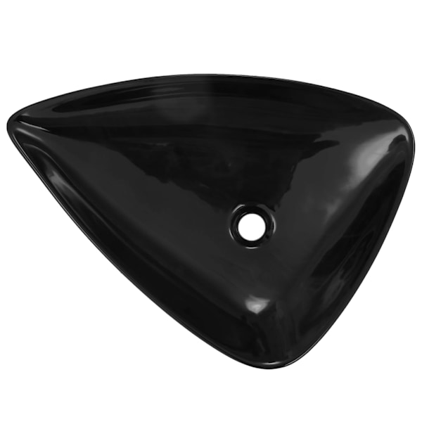 vidaXL Handfat i keramik trekantigt 645x455x115 mm svart Svart