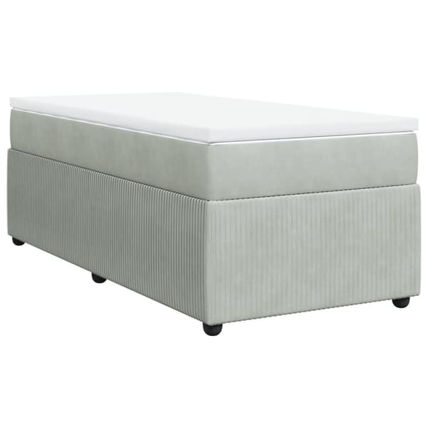 vidaXL Ramsäng med madrass ljusgrå 80x200 cm sammet Grå