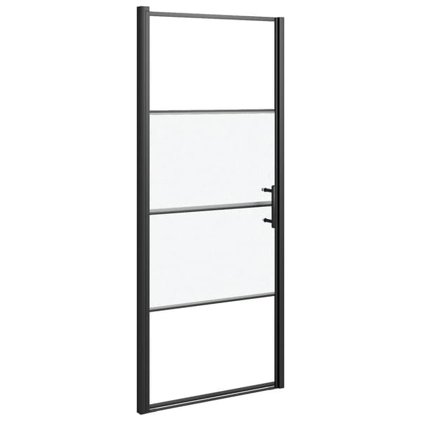 vidaXL Duschdörr 91x195 cm halvfrostat härdat glas svart art