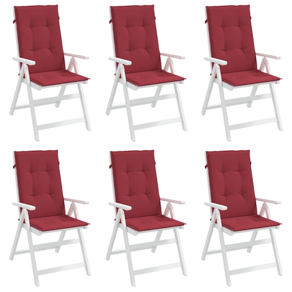 vidaXL Stolsdynor 6 st vinröd 120x50x3 cm tyg Röd