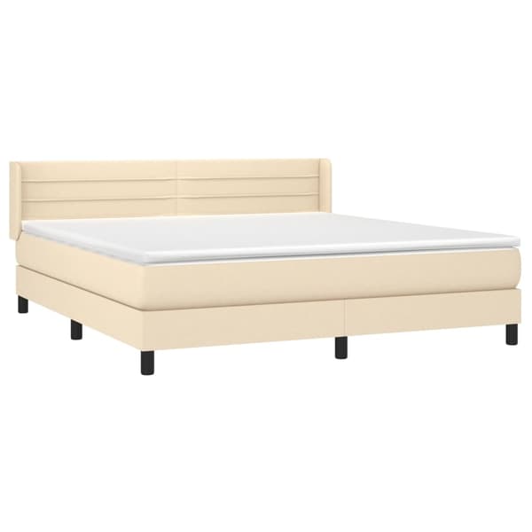 vidaXL Ramsäng med madrass gräddvit 180x200 cm tyg Kräm