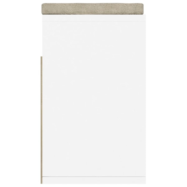 vidaXL Skobänk med dyna vit och sonoma-ek 104x30x49 cm konstruerat trä Beige