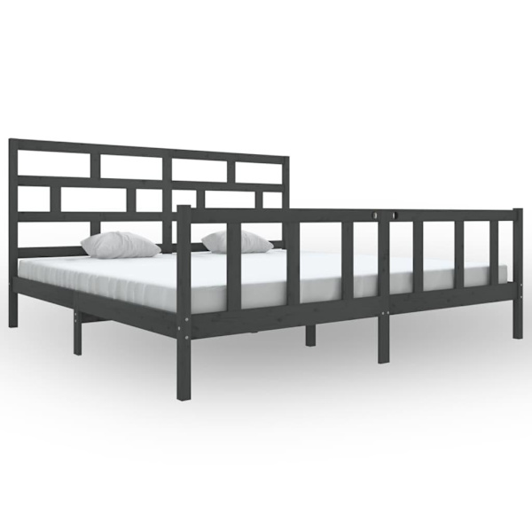 vidaXL Sängram grå massiv furu 200x200 cm Grå