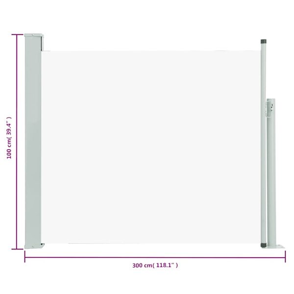 vidaXL Infällbar sidomarkis 100x300 cm gräddvit Creme
