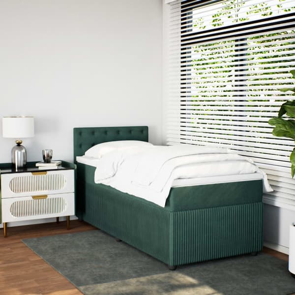 vidaXL Ramsäng med madrass mörkgrön 100x200 cm sammet Grön