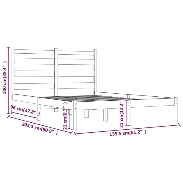 vidaXL Sängram grå massiv furu 150x200 cm Grå