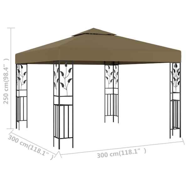 vidaXL Paviljong 3x3 m taupe 180 g/m² Taupe