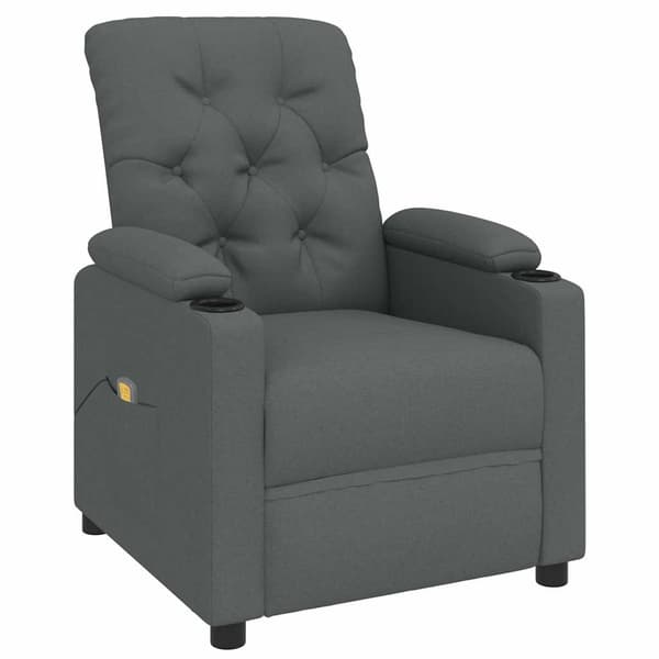 vidaXL Massagefåtölj mörkgrå tyg grå