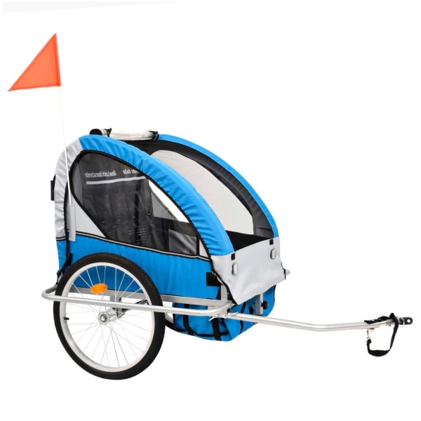 vidaXL Cykelvagn och barnvagn 2-i-1 blå och grå Blå