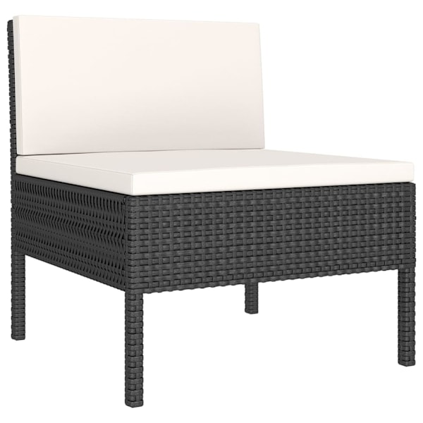 vidaXL Loungegrupp med dynor 6 delar svart konstrotting Svart