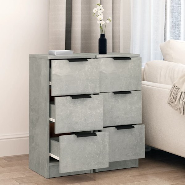 vidaXL Byrå 2 st betonggrå 30x30x70 cm konstruerat trä Grå