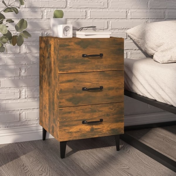 vidaXL Sängbord rökfärgad ek 40x40x66 cm konstruerat trä Brun