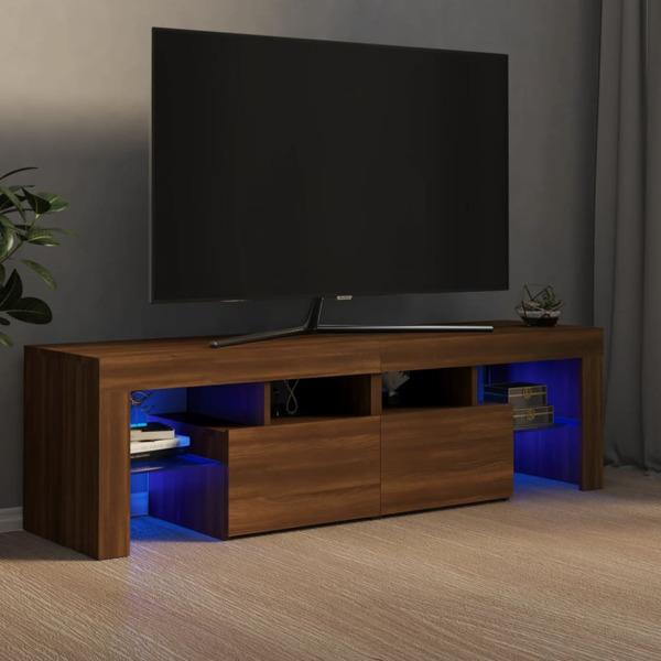 vidaXL Tv-bänk med LED-belysning brun ek 140x36,5x40 cm Brun