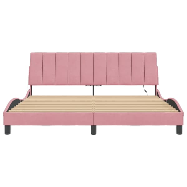 vidaXL Sängram med LED-belysning rosa 180x200 cm sammet Rosa