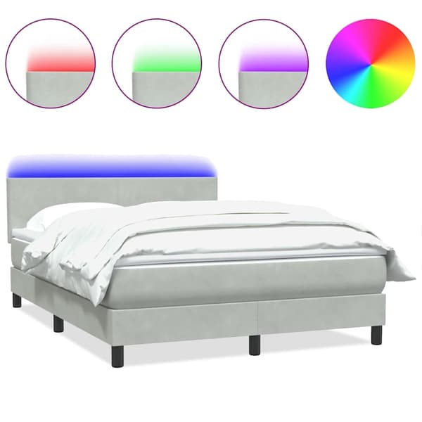 vidaXL Ramsäng med madrass ljusgrå 160x220 cm sammet Grå