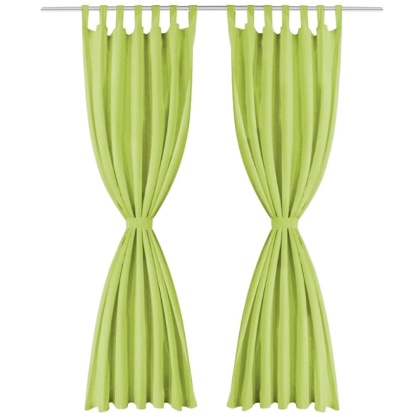 vidaXL Gardiner i microsatin 2 st med öglor 140x175 cm grön Grön