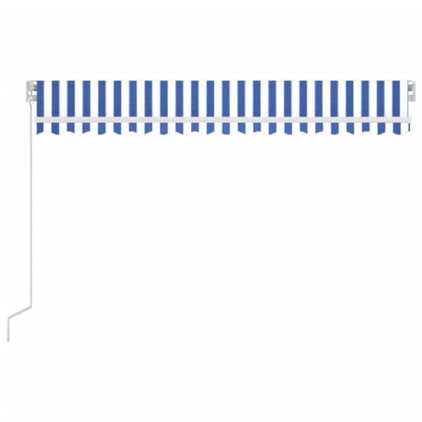 vidaXL Markis manuellt infällbar 450x350 cm blå och vit Blå