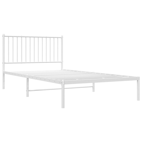 vidaXL Sängram med huvudgavel metall vit 107x203 cm Vit