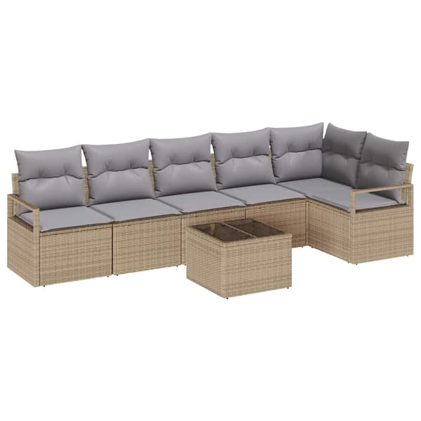 vidaXL Soffset 7 st Beige konstrotting Beige