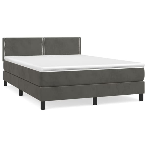 vidaXL Ramsäng med madrass mörkgrå 140x200 cm sammet Grå