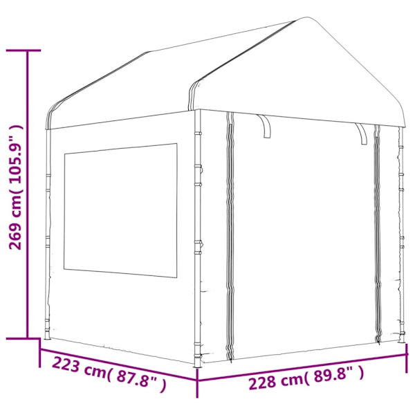 vidaXL Paviljong med tak vit 15,61x2,28x2,69 m polyeten Vit