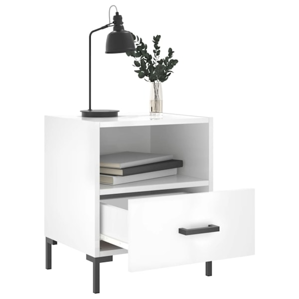 vidaXL Sängbord 2 st vit högglans 40x35x47,5 cm konstruerat trä Vit