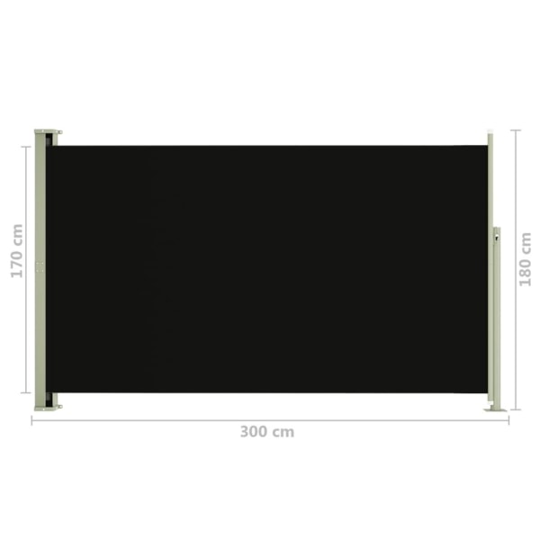 vidaXL Infällbar sidomarkis 180x300 cm svart Svart