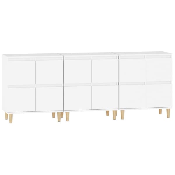 vidaXL Skänk 3 st vit 60x35x70 cm konstruerat trä Vit