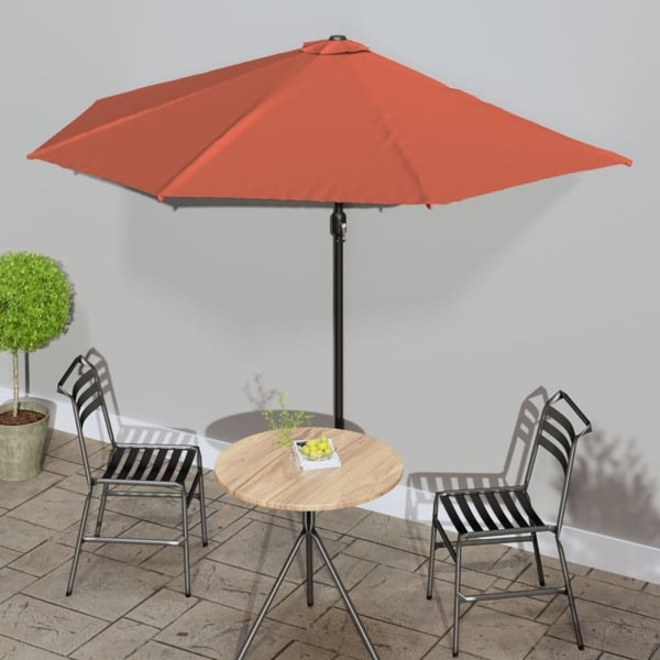 vidaXL Balkongparasoll aluminiumstång terrakotta 300x155x223 cm halv Brun