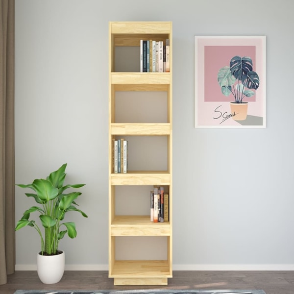 vidaXL Bokhylla/rumsavdelare 40x35x167 cm massiv furu Brun