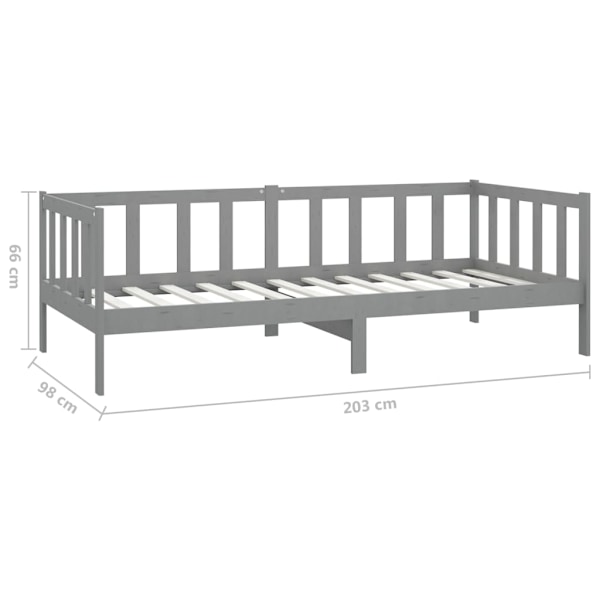 vidaXL Dagbädd grå massiv furu 90x200 cm grå