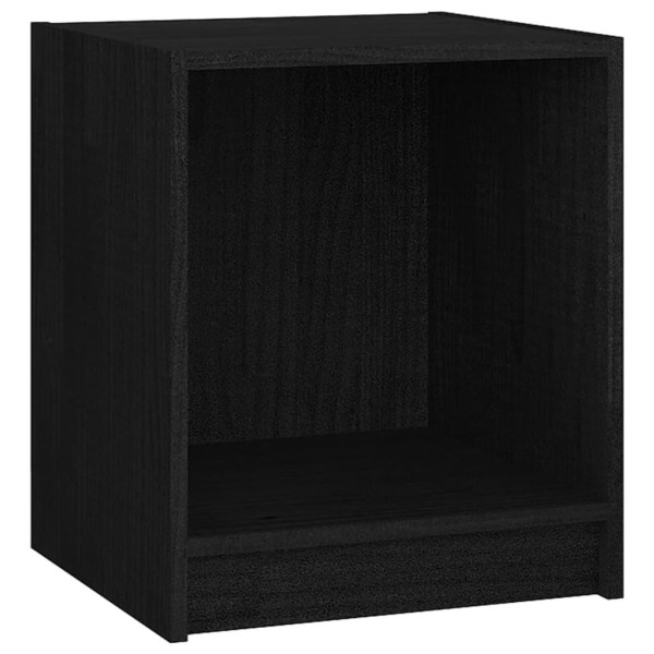 vidaXL Sängbord svart 35,5x33,5x41,5 cm massiv furu Svart