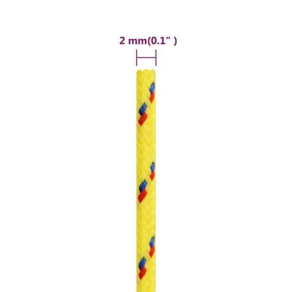 vidaXL Båtlina gul 2 mm 100 m polypropen