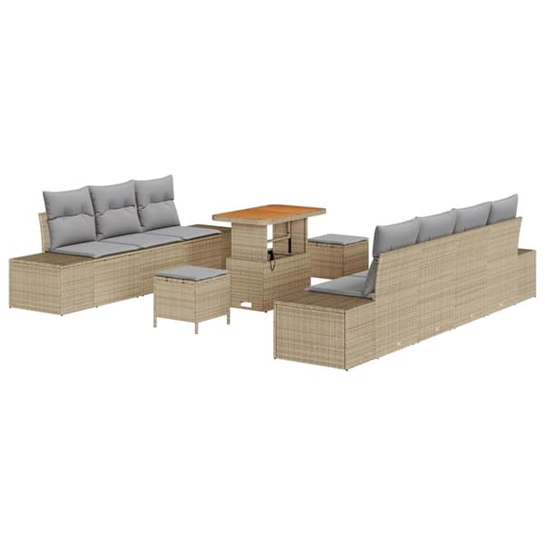 vidaXL Trädgårdsoffset 10 st Beige konstrotting Beige