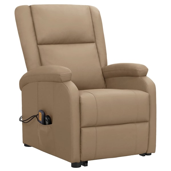 vidaXL Massagefåtölj med uppresningshjälp cappuccino konstläder Brun