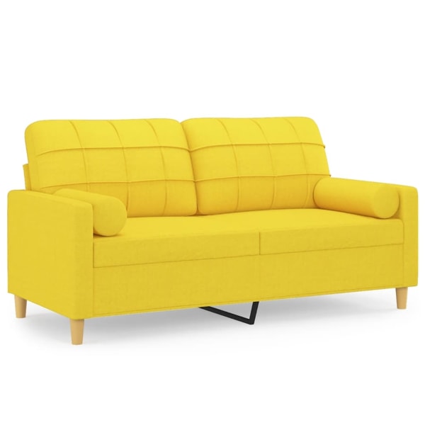 vidaXL 2-sits soffa med prydnadskuddar ljusgul 140 cm tyg Gul