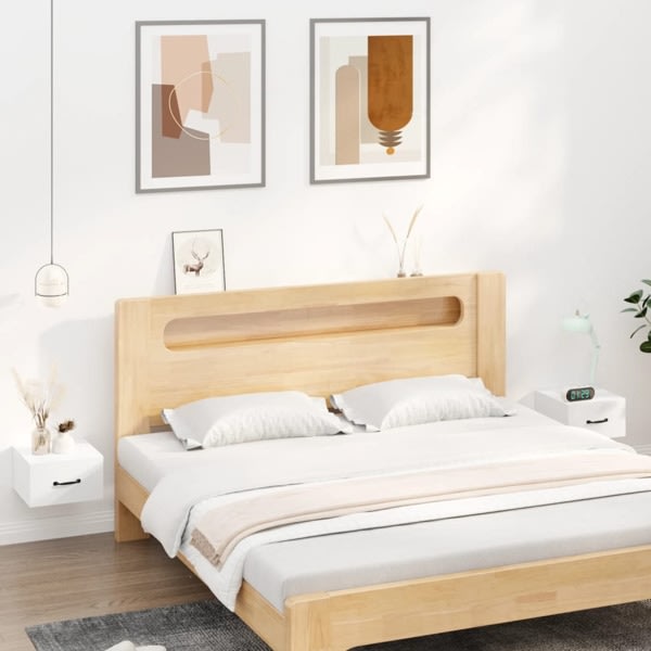 vidaXL Väggmonterade sängbord 2 st vit högglans 35x35x20 cm Vit