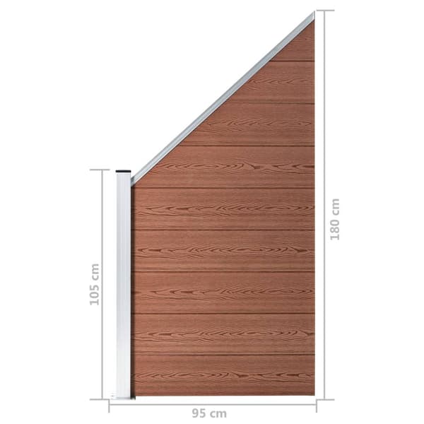 vidaXL Staketpanel WPC 95x(105-180) cm brun Brun